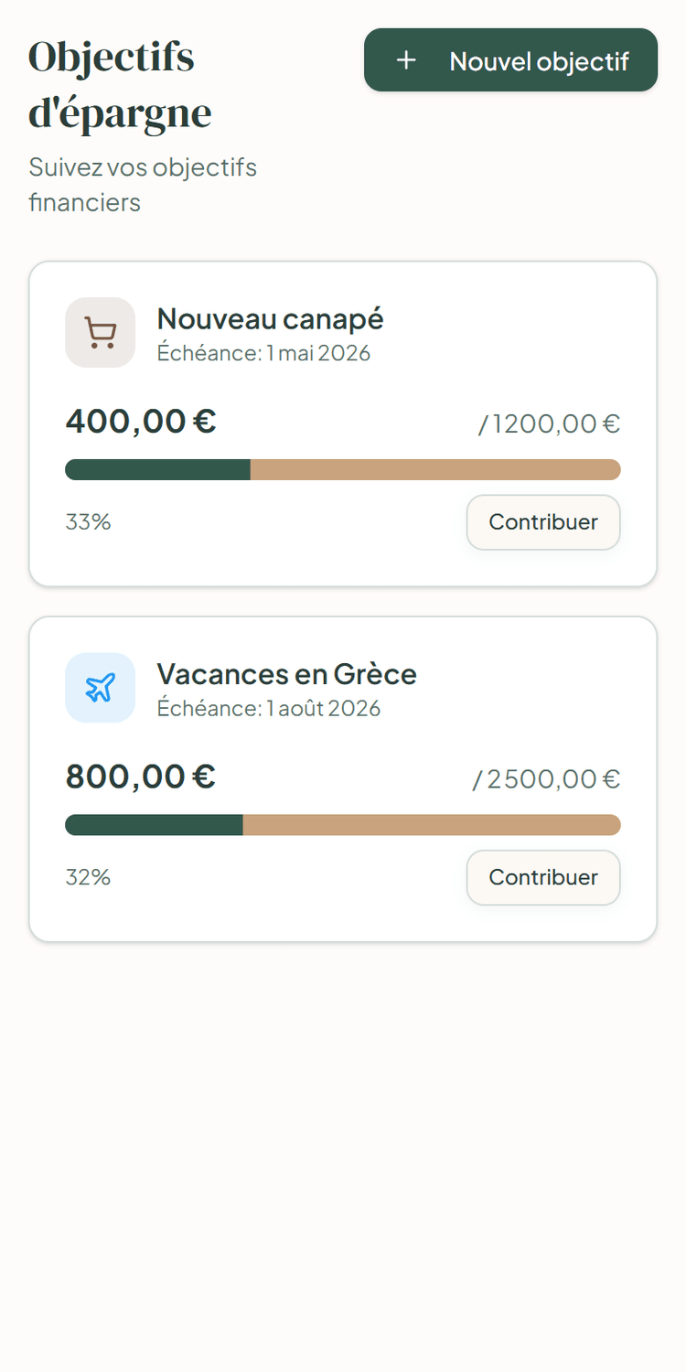 Objectifs d'épargne